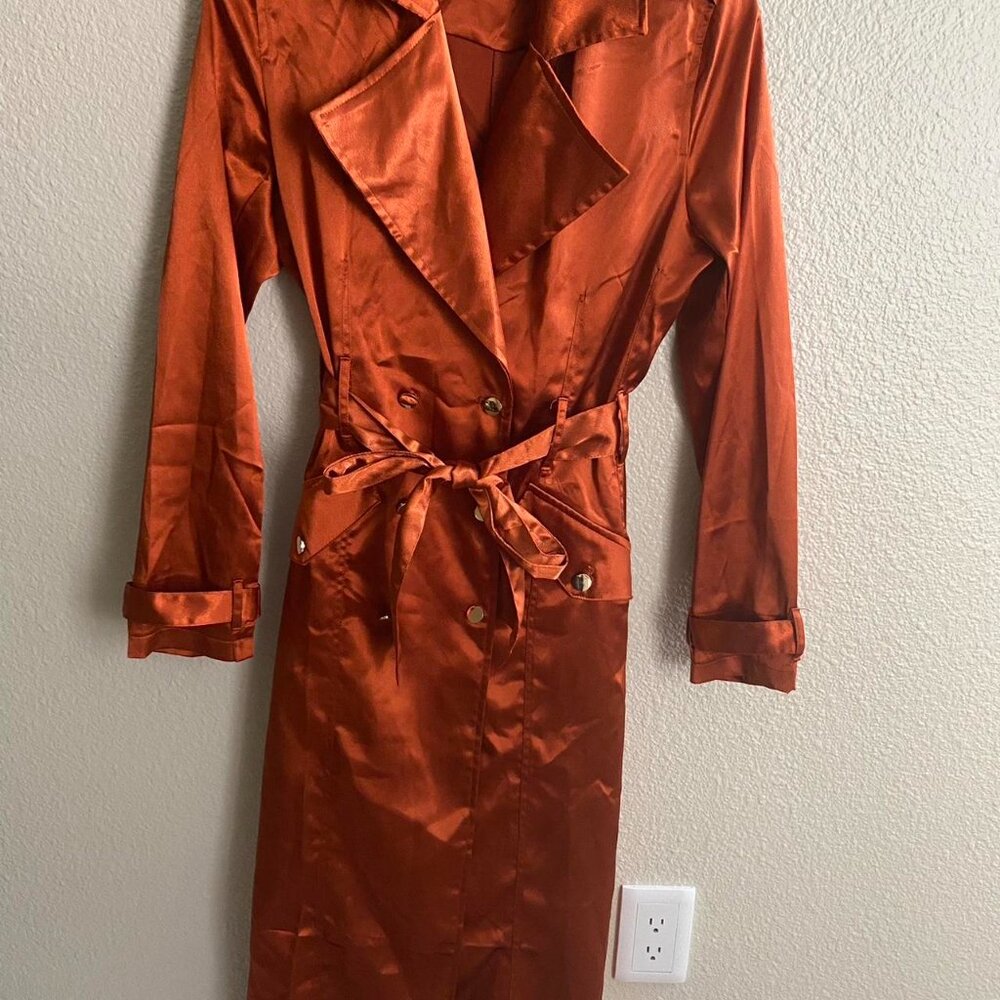 Thick Satin Style Windsor Women's Burnt Orange Peacoat